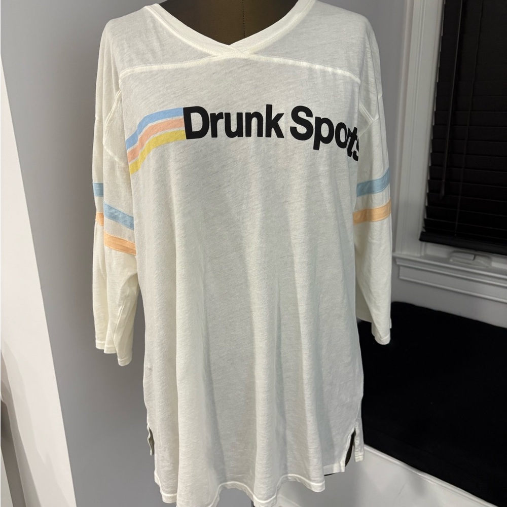 Wildfox “Drunk Sports” Cream Long Sleeve Shirt